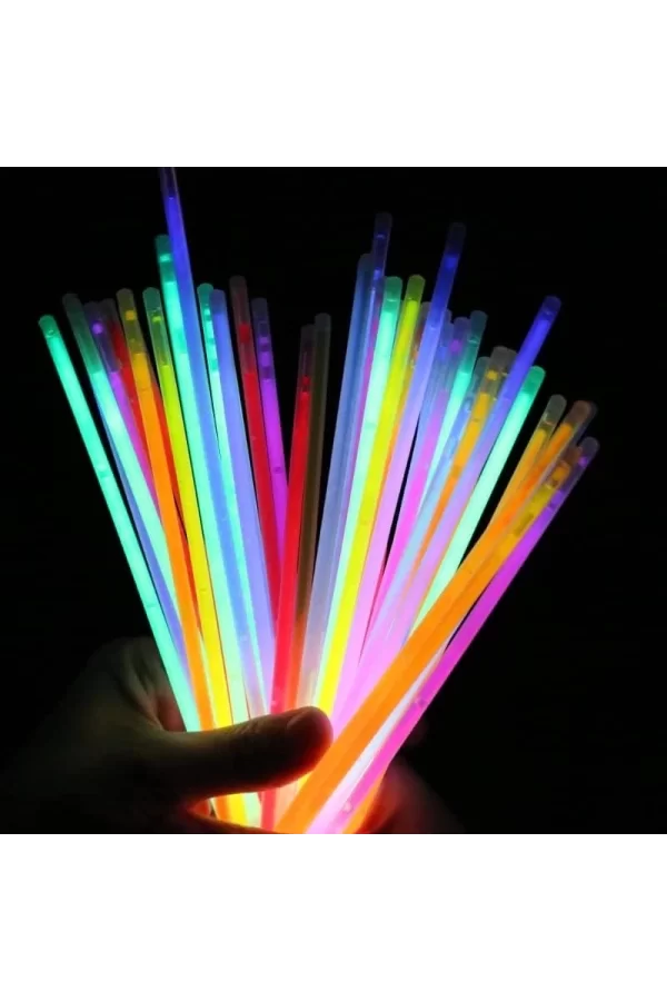 Karanlıkta Yanan Parlayan Fosforlu Glow Stick Çubuk Bileklik 50 Adet