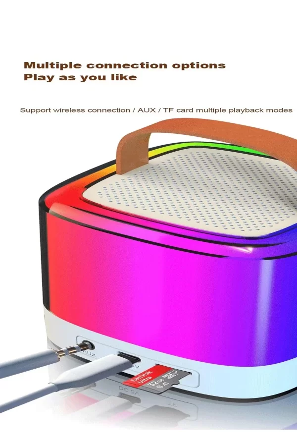 Karaoke Bluetooth Hoparlör Aggıy Ag-s7 Kablosuz Mikrofonlu Rgb Led Parti Işıklı