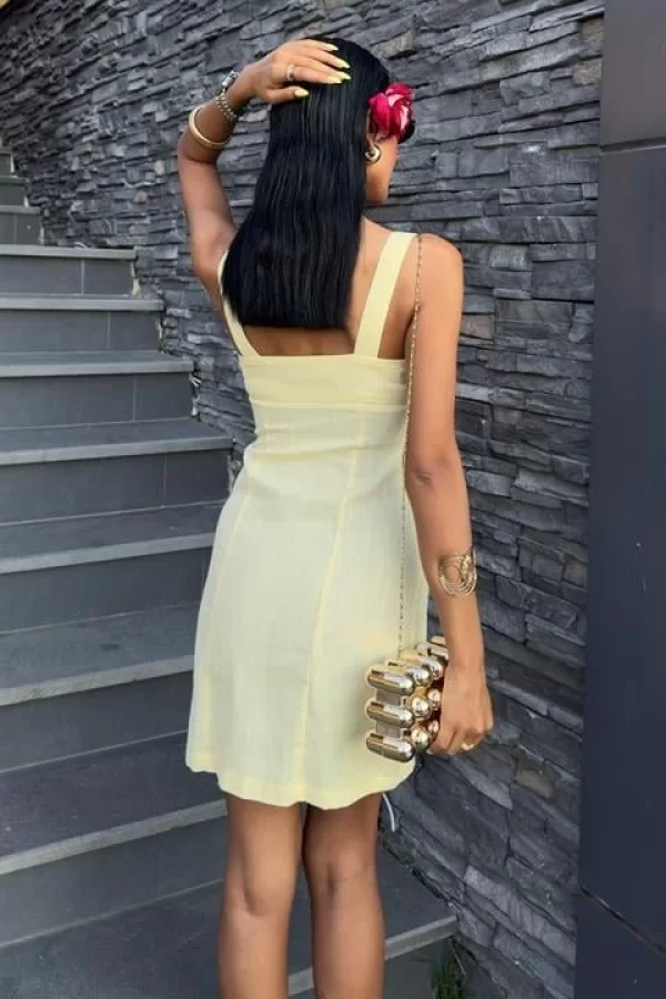 Kare Yaka Mini Elbise 2903
