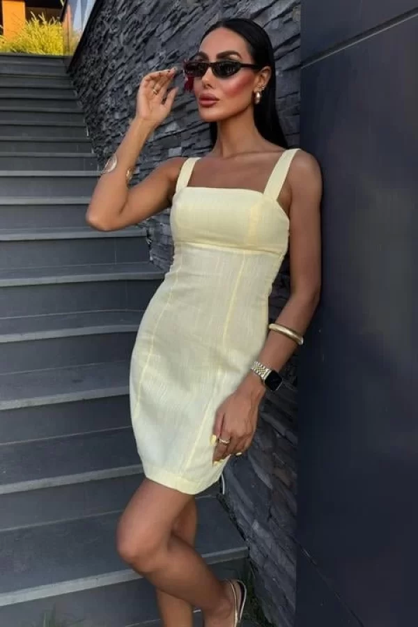Kare Yaka Mini Elbise 2903