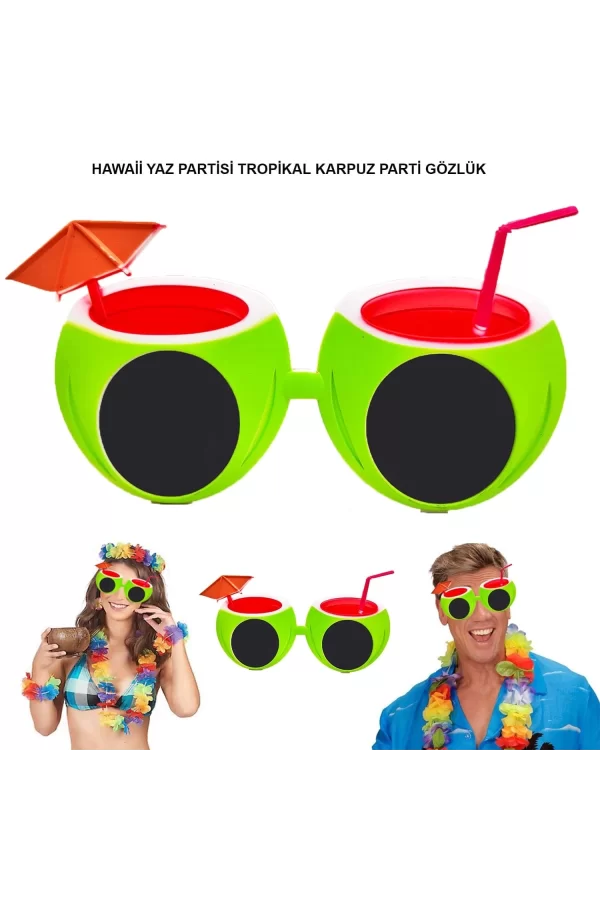 Karpuz Şekilli Tropikal Hawaii Yaza Merhaba Parti Gözlüğü