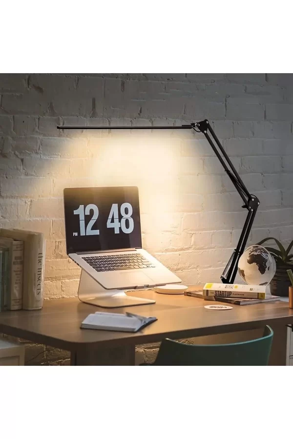 Katlanabilir Led Işık Masa Tutucu Mengeneli Metal 3 Renk Okuma Işığı Çalışma Masası Usbli