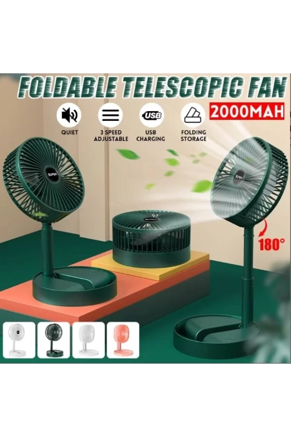 Katlanır Teleskopik Zemin Fanı Yaz Sessiz Öğrenci Masaüstü Fan Usb Şarj Edilebilir Taşınabilir Ev Mini Hava Soğutucu