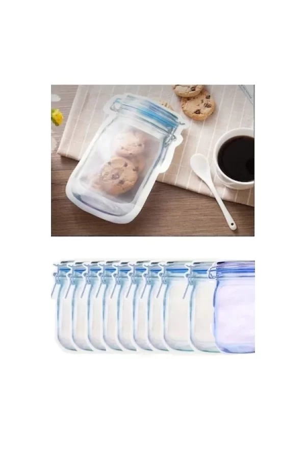 Kavanoz Görünümlü Kilitli Saklama Poşeti 620 Ml (1 Adet )