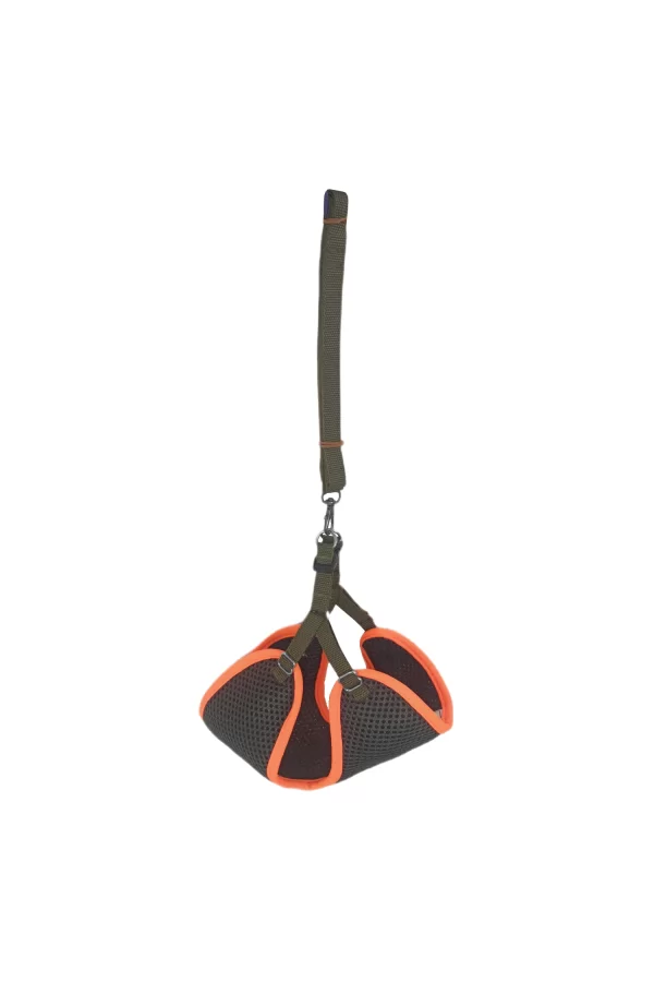Kedi Köpek Havalı Göğüs Tasma Seti Large 38-45 cm + 130 cm Haki Turuncu