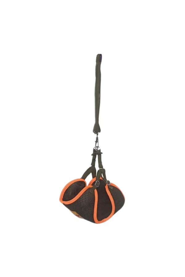 Kedi Köpek Havalı Göğüs Tasma Seti Small 32-40 cm + 130 cm Haki Turuncu