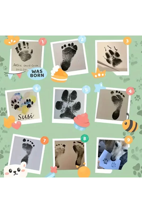 Kedi Köpek Pati İzi Fotoğraf Çerçevesi Seti