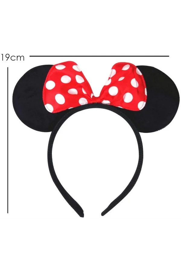 Kırmızı Fiyonklu Minnie Mouse Taç Fare Tacı Kafa Bandı