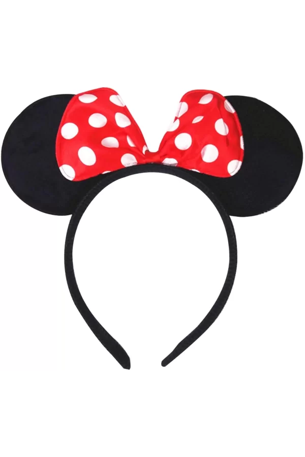 Kırmızı Fiyonklu Minnie Mouse Taç Fare Tacı Kafa Bandı