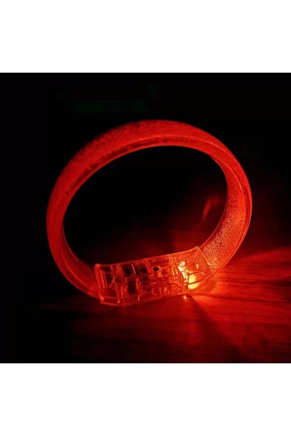 Kırmızı Led Işıklı Baskı Yapılabilen Pilli Bileklik Bilezik 1,5 Cm Genişlik