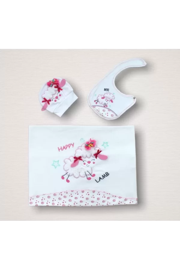 Luz&Pos Kıvırcık Kuzu Nakışlı  10lu Zıbın Takımı Hastane Çıkışı Ekru