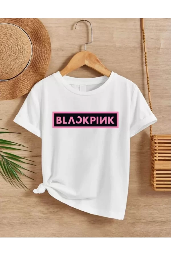 Luz&Pos Kız Çocuk Bisiklet Yaka Baskılı T-shirt - Beyaz