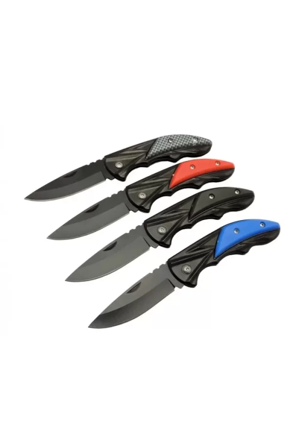 Klipsli 4 Lü Set Metal  16 Cm Kamp / Outdoor Çakı  - Yarı Otomatik, Kemerlikli, Kutulu
