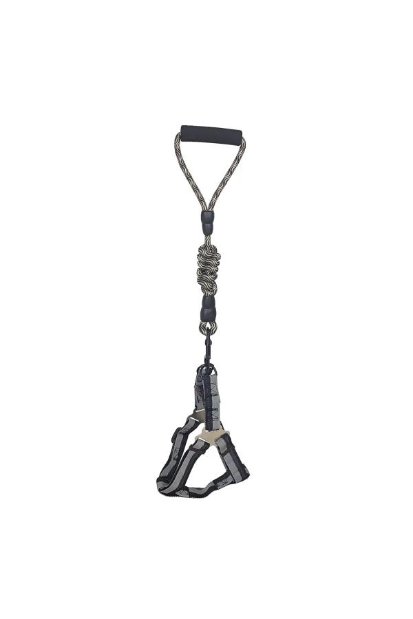 Köpek Göğüs Tasma Seti Dalga Desenli 1.5 cm*35-48 cm Siyah-Beyaz