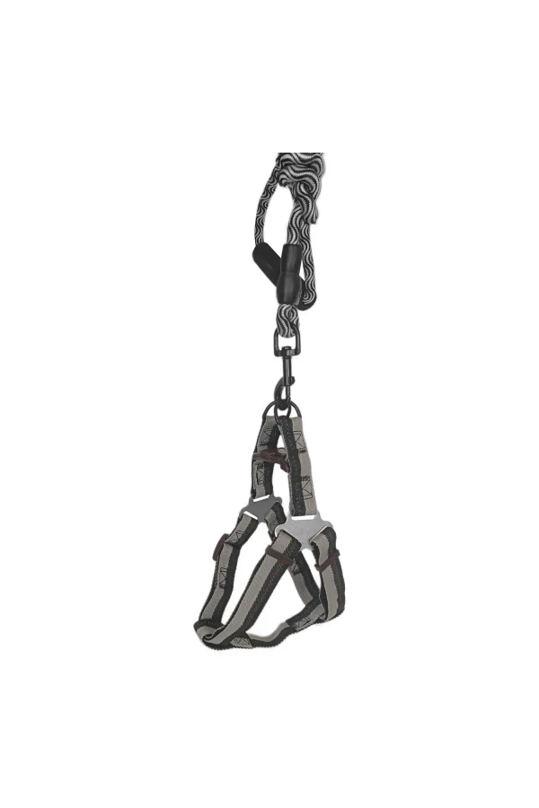 Köpek Göğüs Tasma Seti Dalga Desenli 1.5 cm*35-48 cm Siyah-Beyaz
