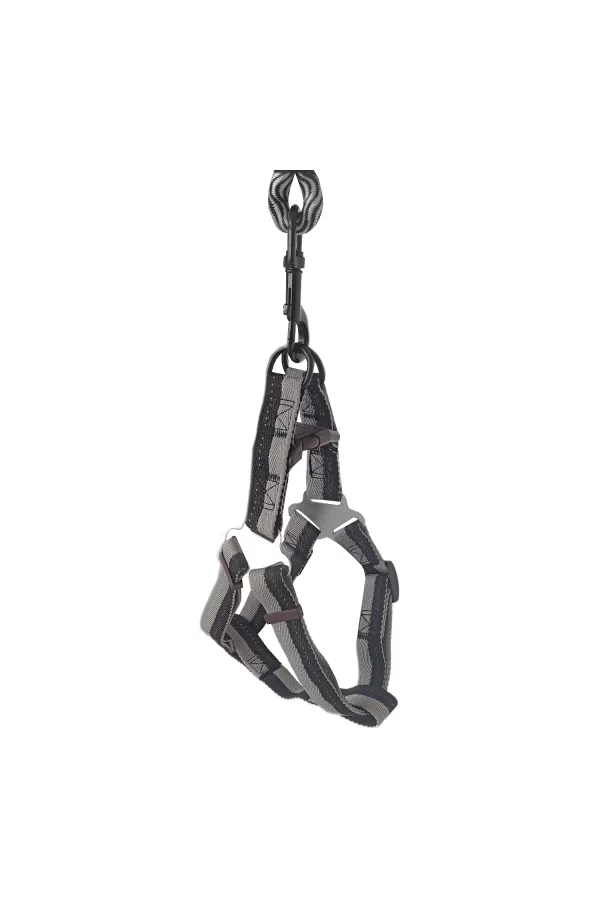 Köpek Göğüs Tasma Seti Dalga Desenli 1.5 cm*35-48 cm Siyah-Beyaz