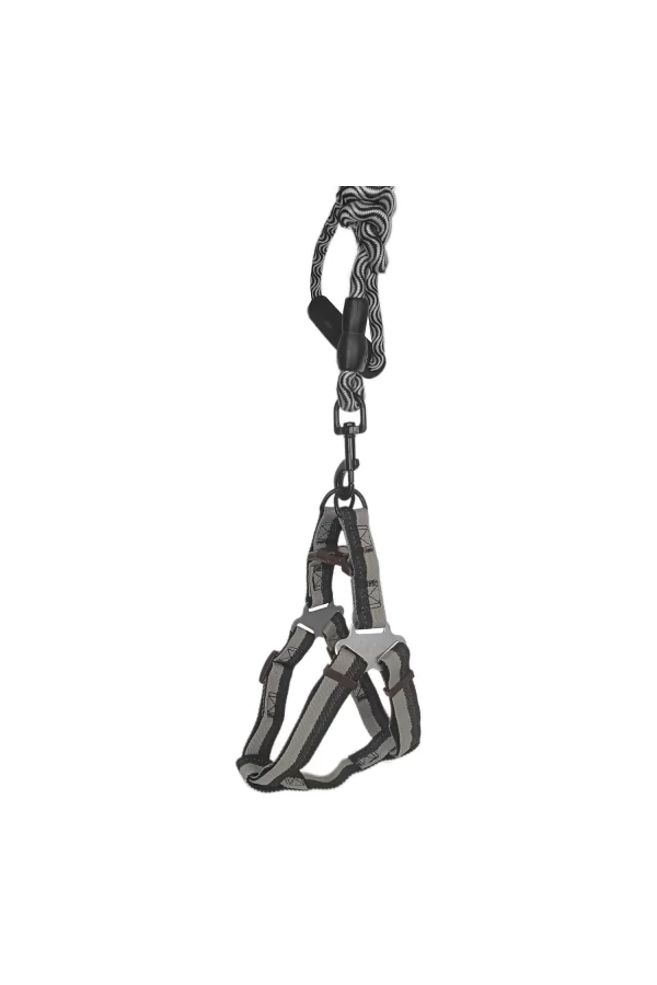 Köpek Göğüs Tasma Seti Dalga Desenli 2.5 cm*50-72 cm Siyah-Beyaz