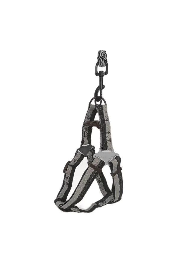 Köpek Göğüs Tasma Seti Dalga Desenli 2.5 cm*50-72 cm Siyah-Beyaz