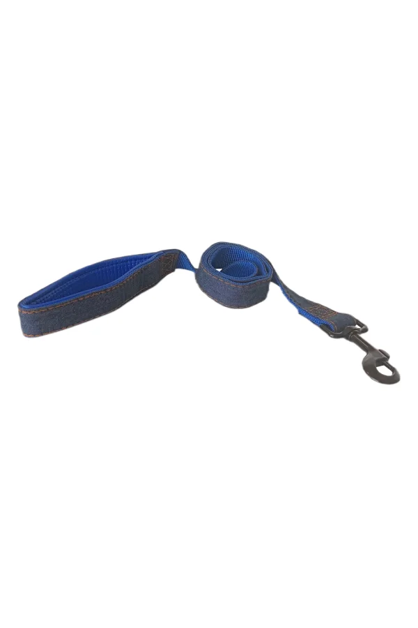 Köpek Göğüs Tasma Seti Dokuma 3.5 cm*70-90 cm Mavi Kot