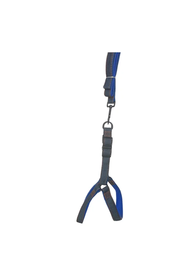 Köpek Göğüs Tasma Seti Dokuma 3.5 cm*70-90 cm Mavi Kot