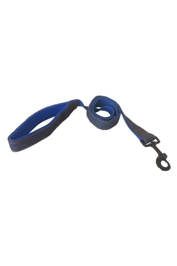 Köpek Göğüs Tasma Seti Dokuma 3.5 cm*70-90 cm Mavi Kot