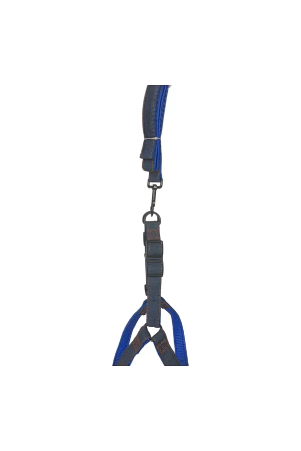 Köpek Göğüs Tasma Seti Dokuma 3.5 cm*70-90 cm Mavi Kot