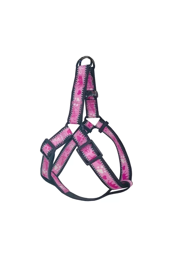 Köpek Göğüs Tasma Seti Reflektörlü Taç Desenli 120 cm-50 cm-70 cm Pembe