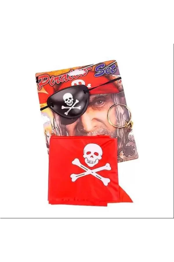 Korsan Bandana, Göz Maskesi ve Küpe 3lü Kostüm Seti