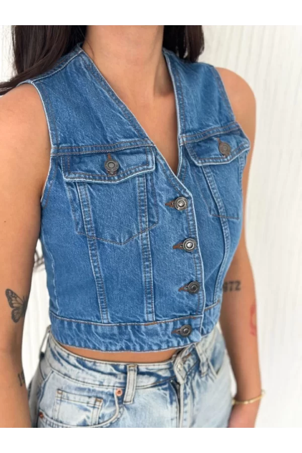 Kot Jeans Yelek - Mavi