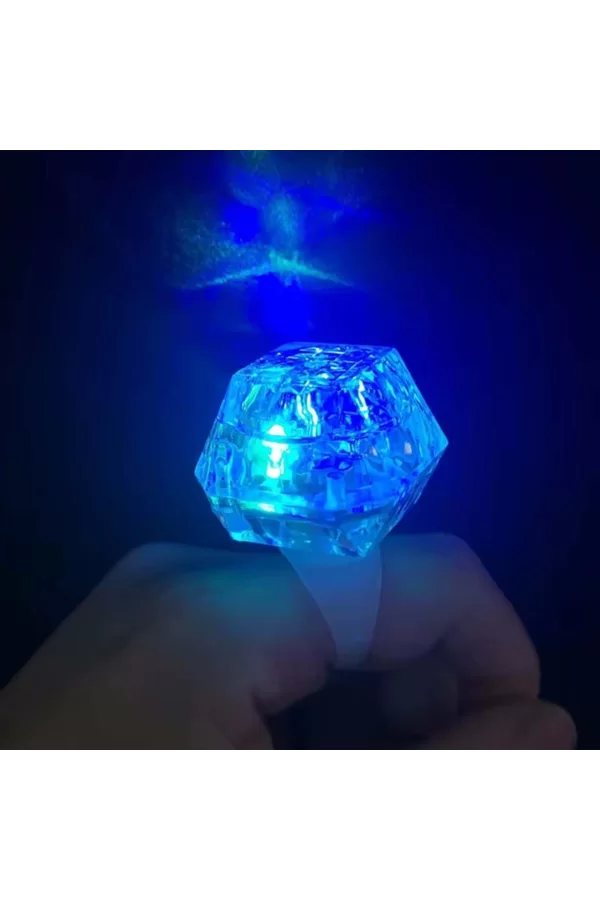 Kristal Tasarımlı Led Glow Işıklı 3 Modlu Mor Yüzük 3.5 X 5 Cm