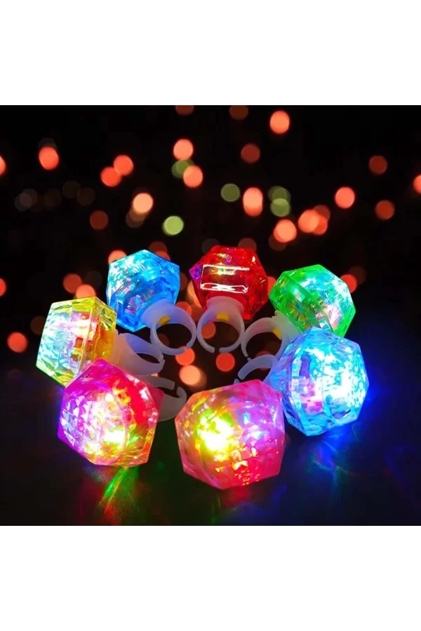 Kristal Tasarımlı Led Glow Işıklı 3 Modlu Mor Yüzük 3.5 X 5 Cm