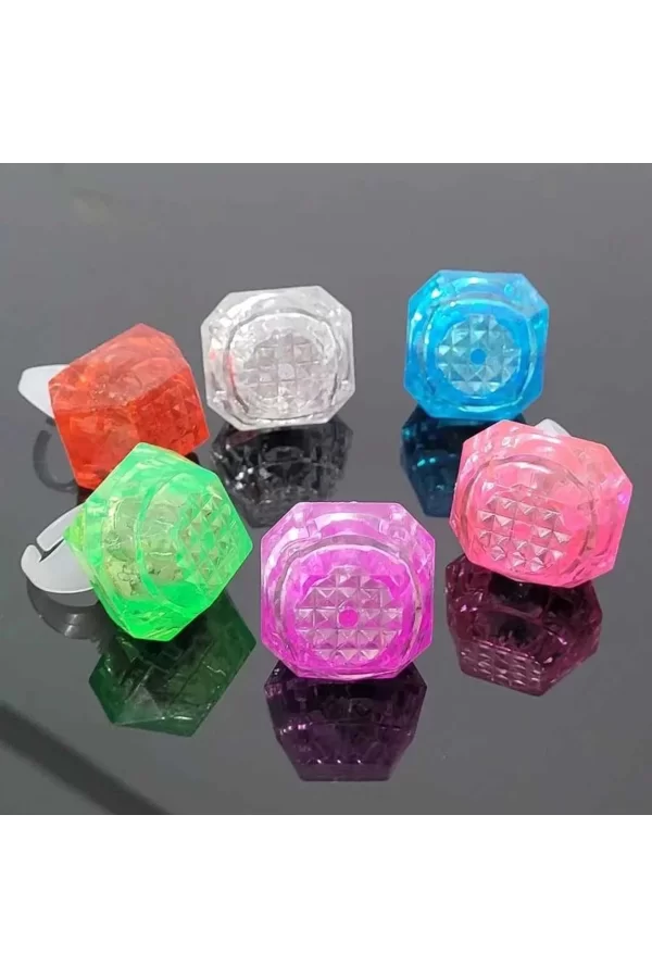 Kristal Tasarımlı Led Glow Işıklı 3 Modlu Mor Yüzük 3.5 X 5 Cm