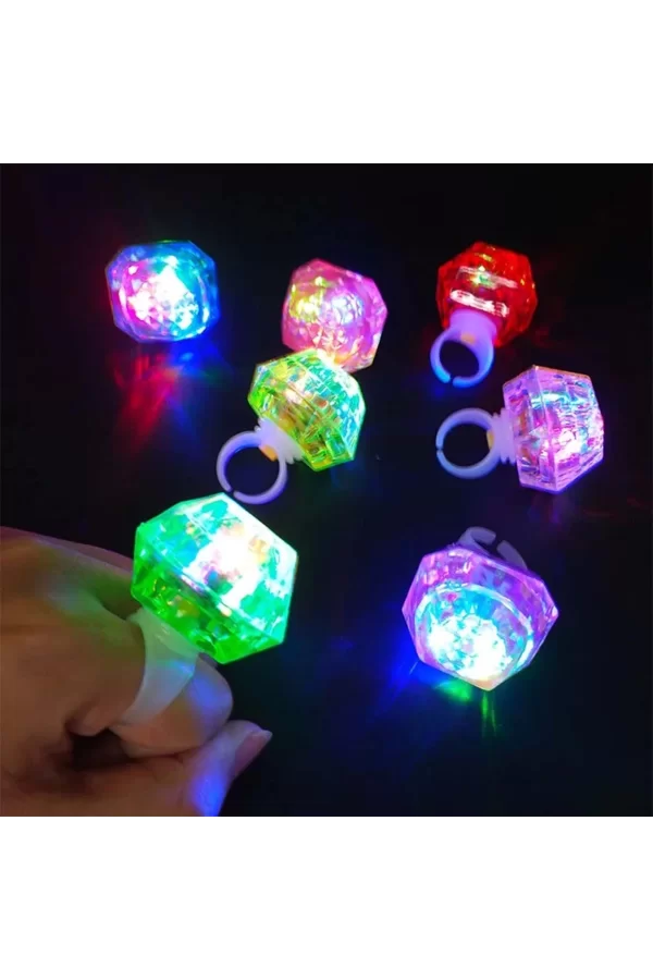 Kristal Tasarımlı Led Glow Işıklı 3 Modlu Pembe Yüzük 3.5 X 5 Cm