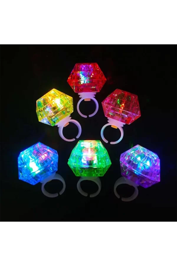 Kristal Tasarımlı Led Glow Işıklı 3 Modlu Pembe Yüzük 3.5 X 5 Cm