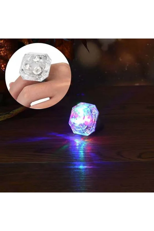 Kristal Tasarımlı Led Işıklı Gümüş Yüzük