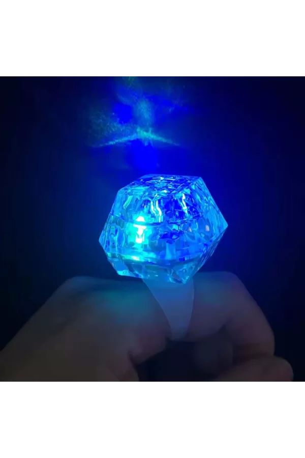 Kristal Tasarımlı Led Işıklı Mavi Yüzük