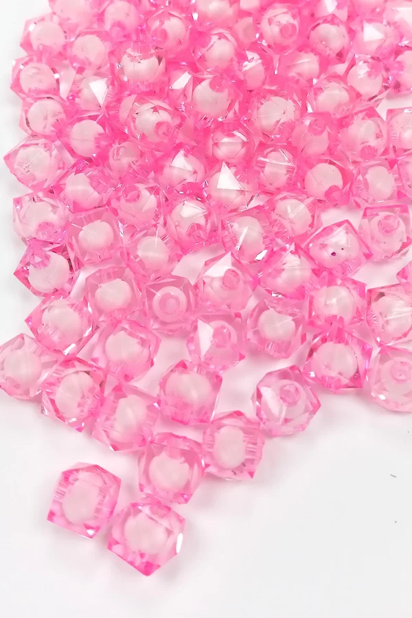 Küp Boncuk İçten Boncuklu Bileklik Çanta Boncuğu 10 mm 50 gr Pembe - BNC459