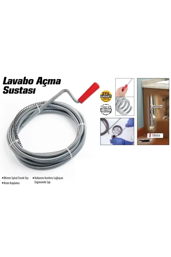 Lavabo Ve Gider Boruları Açacağı - Lavabo Açma Sustası - 8metre