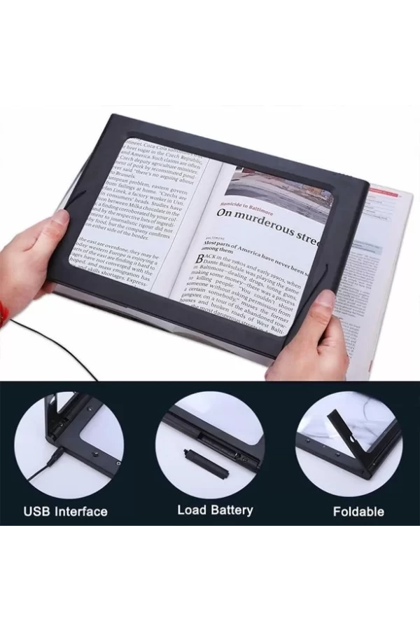 Led Işıklı Kitap  Okuma Büyüteç