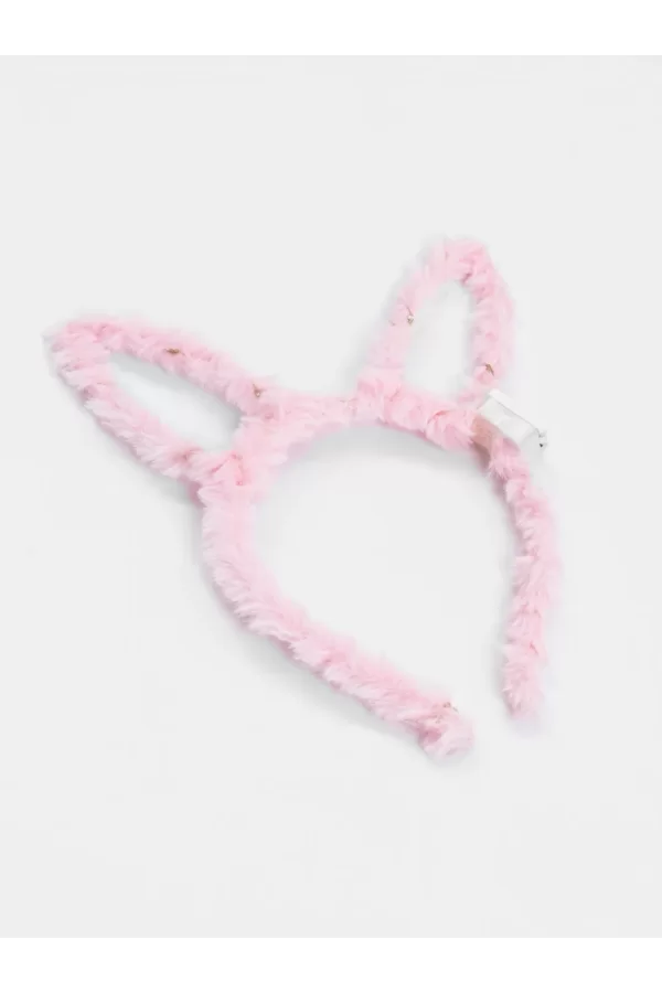 Led Işıklı Peluş Tavşan Kulak Taç Pembe
