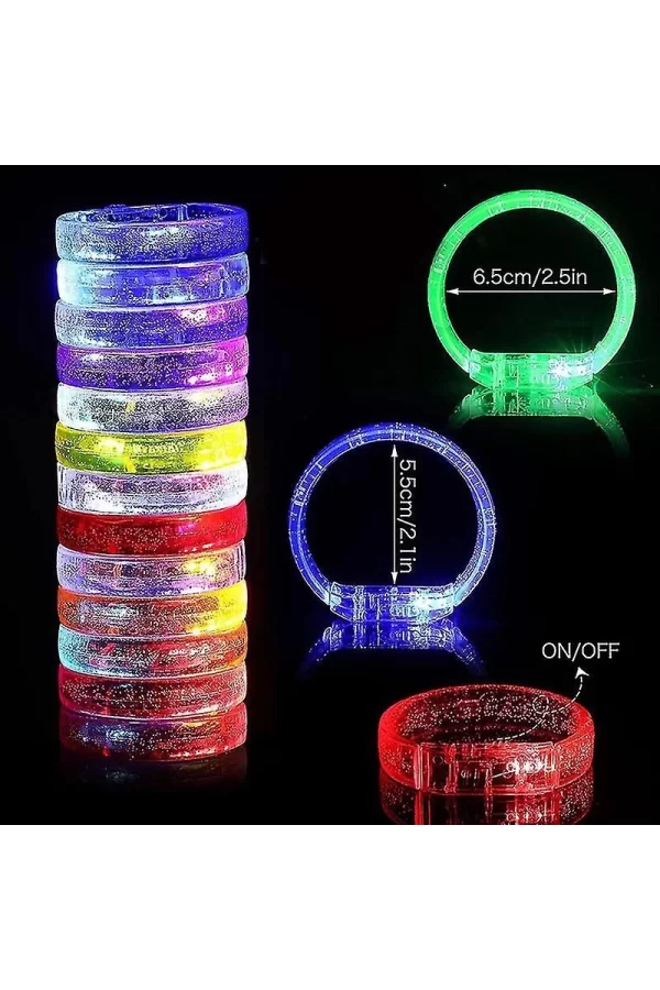 Led Işıklı Pilli Işıklı Rengarenk Kalın Bileklik Işıklı Bilezik Karışık Renk 1 Adet