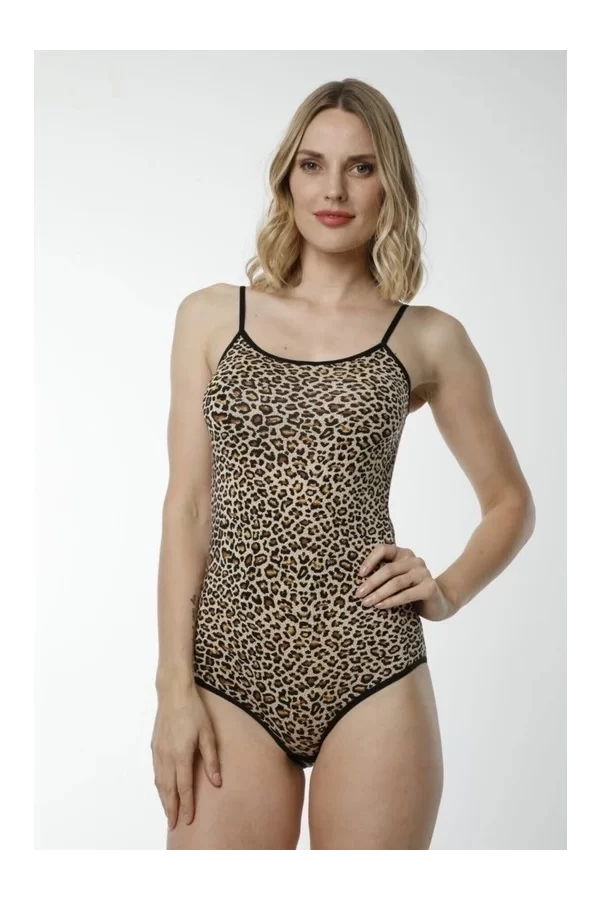 Leopar Desenli Çıtçıtlı Body