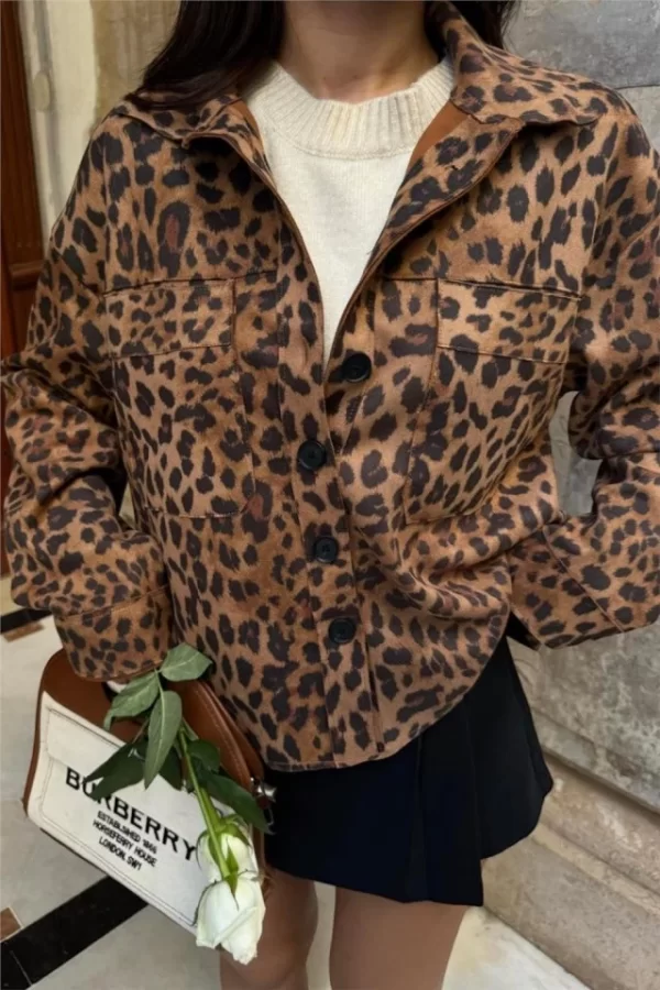 LEOPAR SÜET GÖMLEK - Leopar