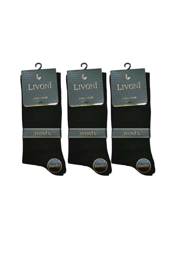 Livoni Dikişsiz Bambu Erkek  Soket Çorap 3 Adet