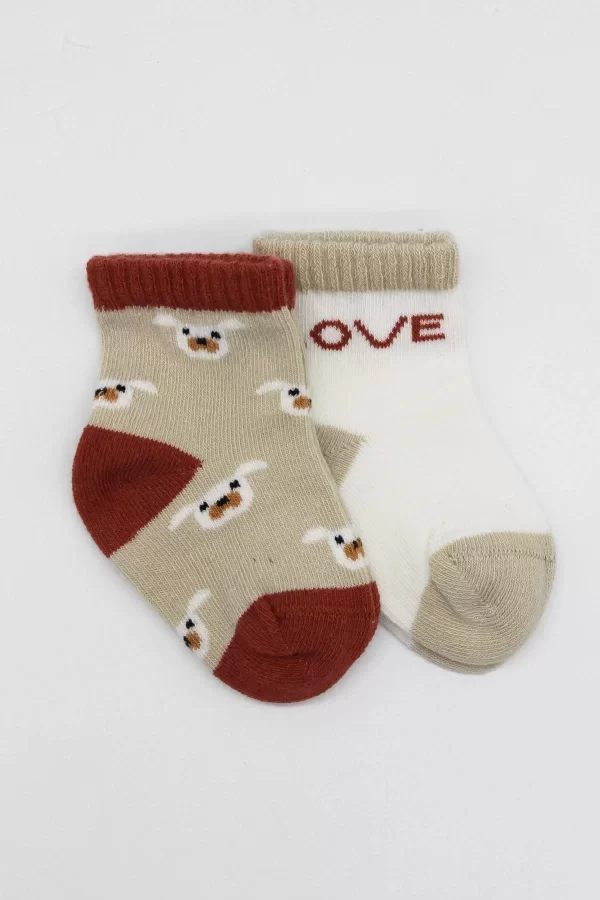 Luz&Pos Love Dog Penye Soket Çorap 2li  Bej
