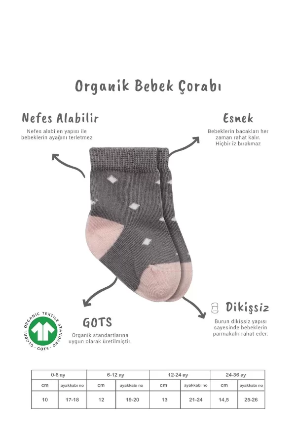 Luz&Pos 3lü Penye Kız Soket Çorap Bs10112 Gri