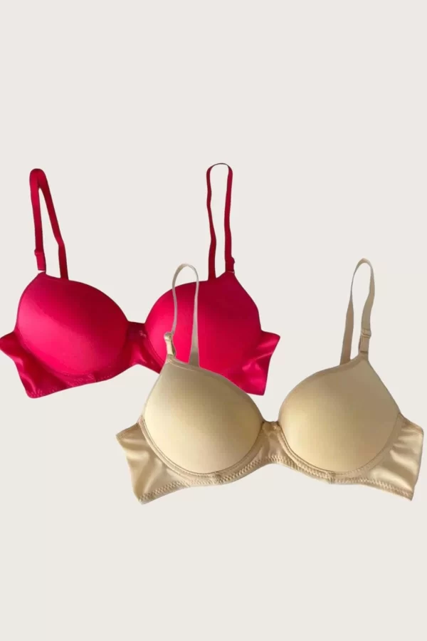 Luz&Pos Arias Closet Ten-kırmızı 2li Mikro Kumaş Push Up Dolgulu Balenli Günlük Destekli Sütyen