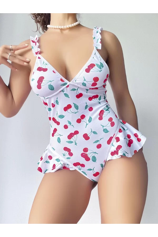 Luz&Pos Arias Closet Vişne Desenli Fantezi Body