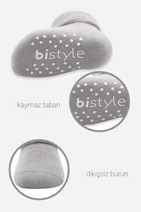 Luz&Pos Çemberli Kaymaz Havlu Soket Çorap 2li  İndigo Gri