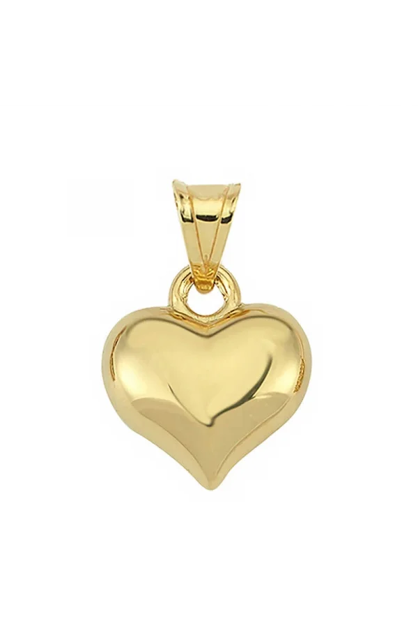 Luz&Pos Gümüş 3 Boyutlu Gold Kalp Kadın Kolye Ucu